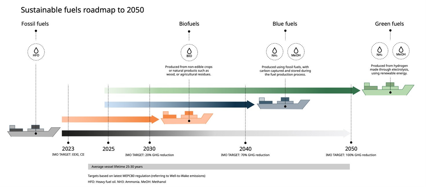 Overview of sustainable fuels roadmap to 2050