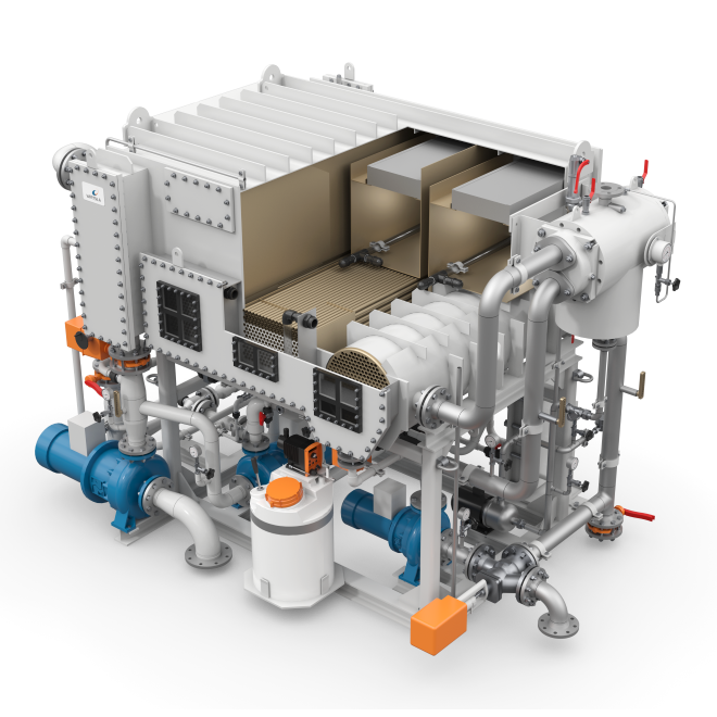 Horizontal inner Tube Evaporator, HiTE, by Wärtsilä Water & Waste, Marine Freshwater Generator