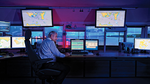 Man using Vessel Traffic Management Systems